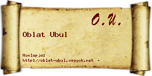 Oblat Ubul névjegykártya